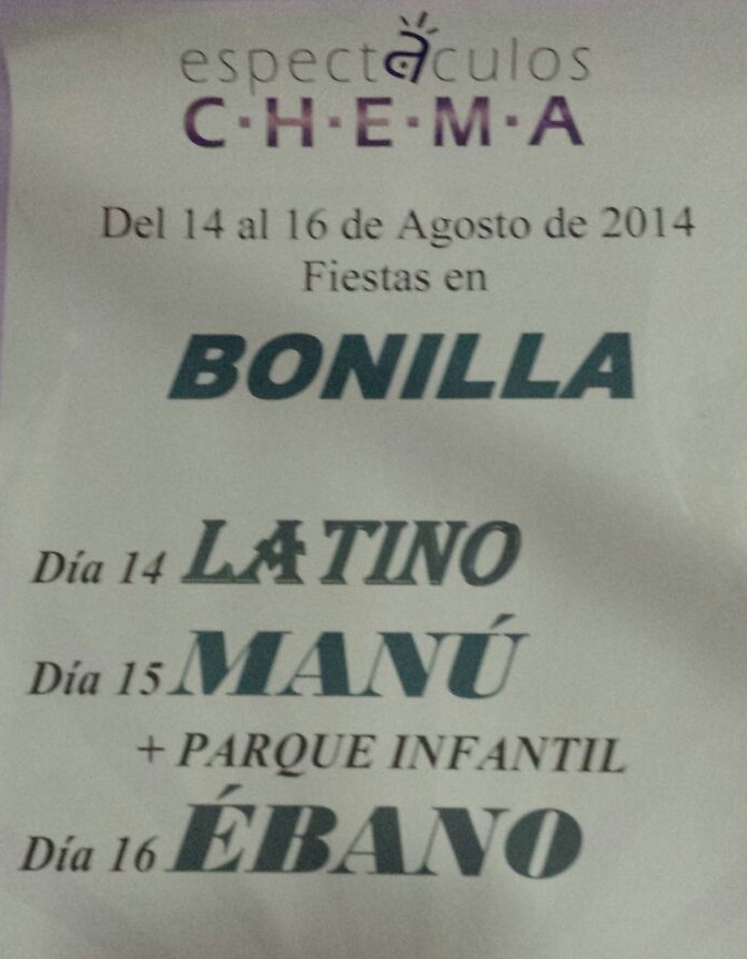 Cartel Fiestas Bonilla