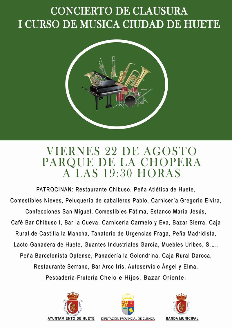 Cartel concierto clausura del curso de música Ciudad de Huete
