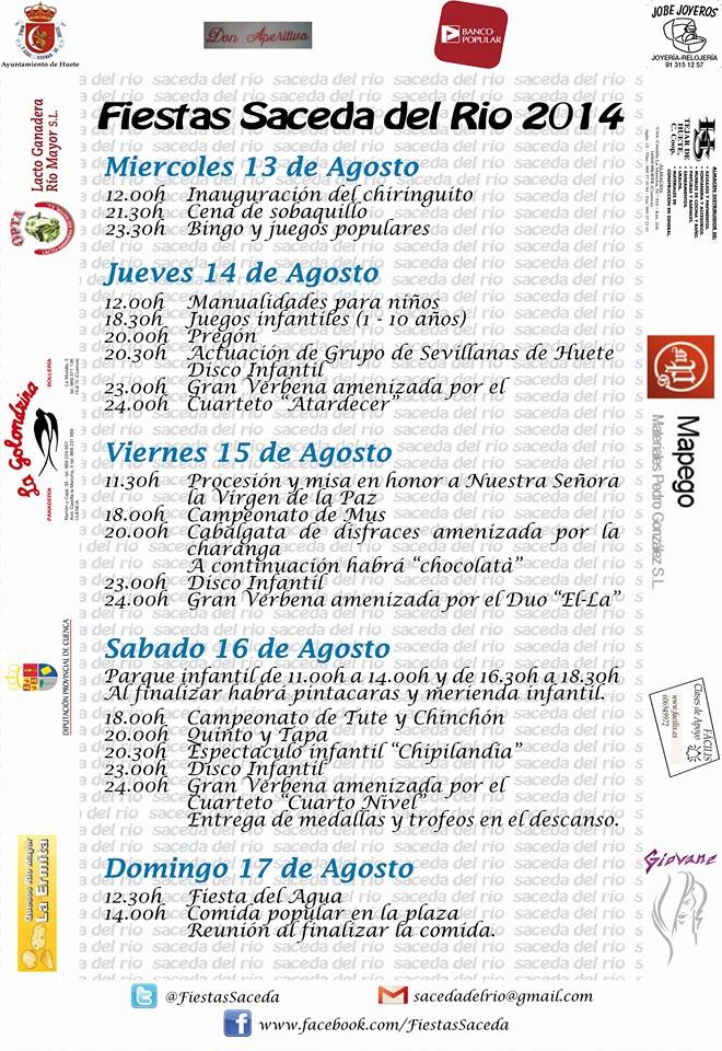 Programa Fiestas de Saceda 2014